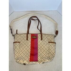 Kate Spade New York Adaira Stucco Classic 

 Canvas Diaper Bag (strap has stain)